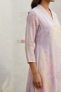 Lavender Mist Pastel Printed Pure Linen Kurta