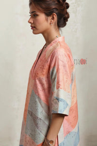 Pastel Muse Abstract Kurta Pure Linen Palazzo Set - Navvi.in