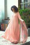 Peach Full Gher Anarkali Dupatta Set