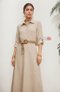 Earthy Charm Belted Dress