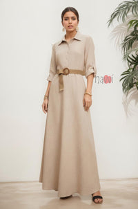 Earthy Charm Belted Dress