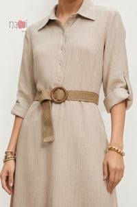 Earthy Charm Belted Dress