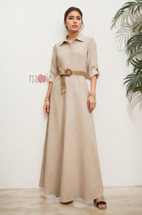 Earthy Charm Belted Dress