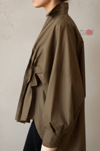 Brown Statement Balloon Sleeve Top