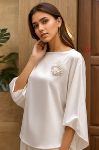 Pearl Bloom Satin Top