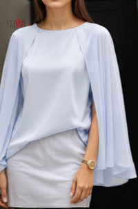 Powder Blue Satin Cape Top