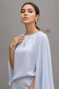 Powder Blue Satin Cape Top