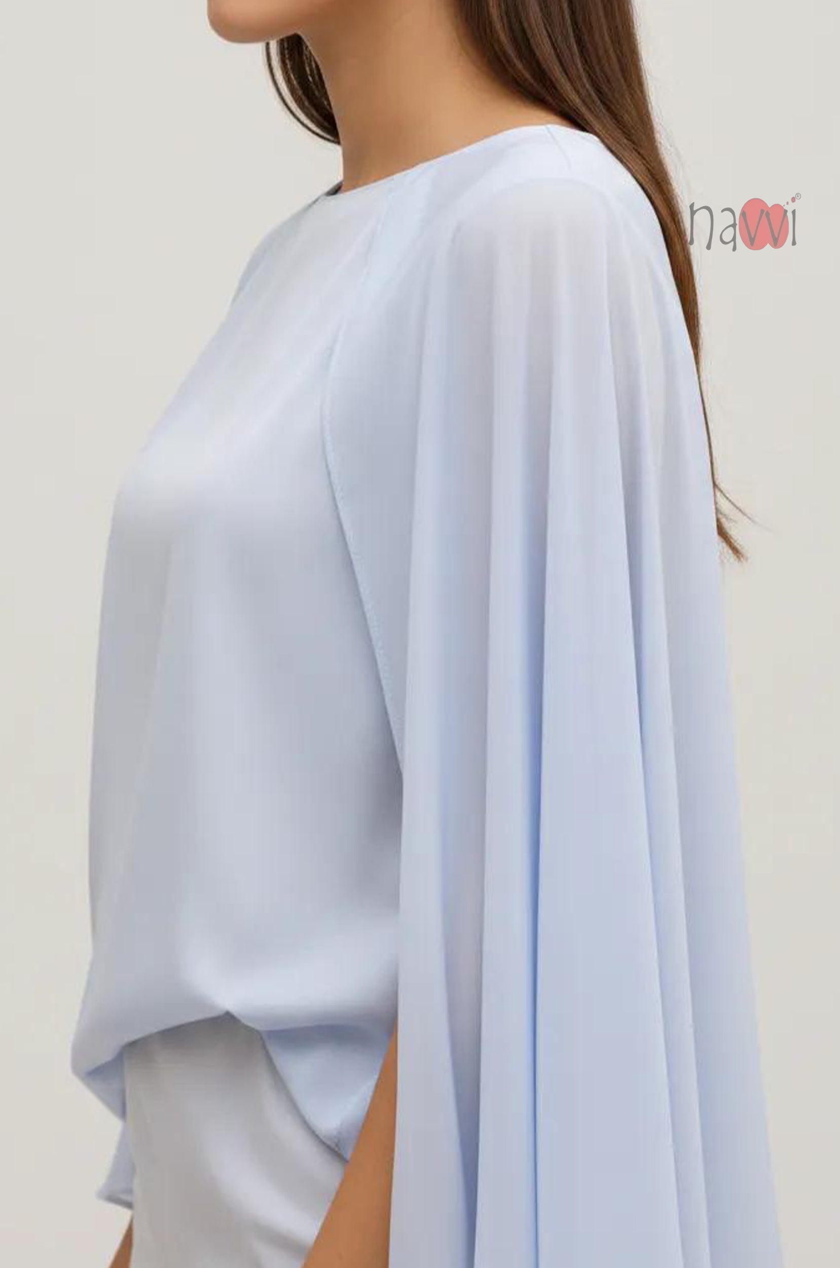 Powder Blue Satin Cape Top