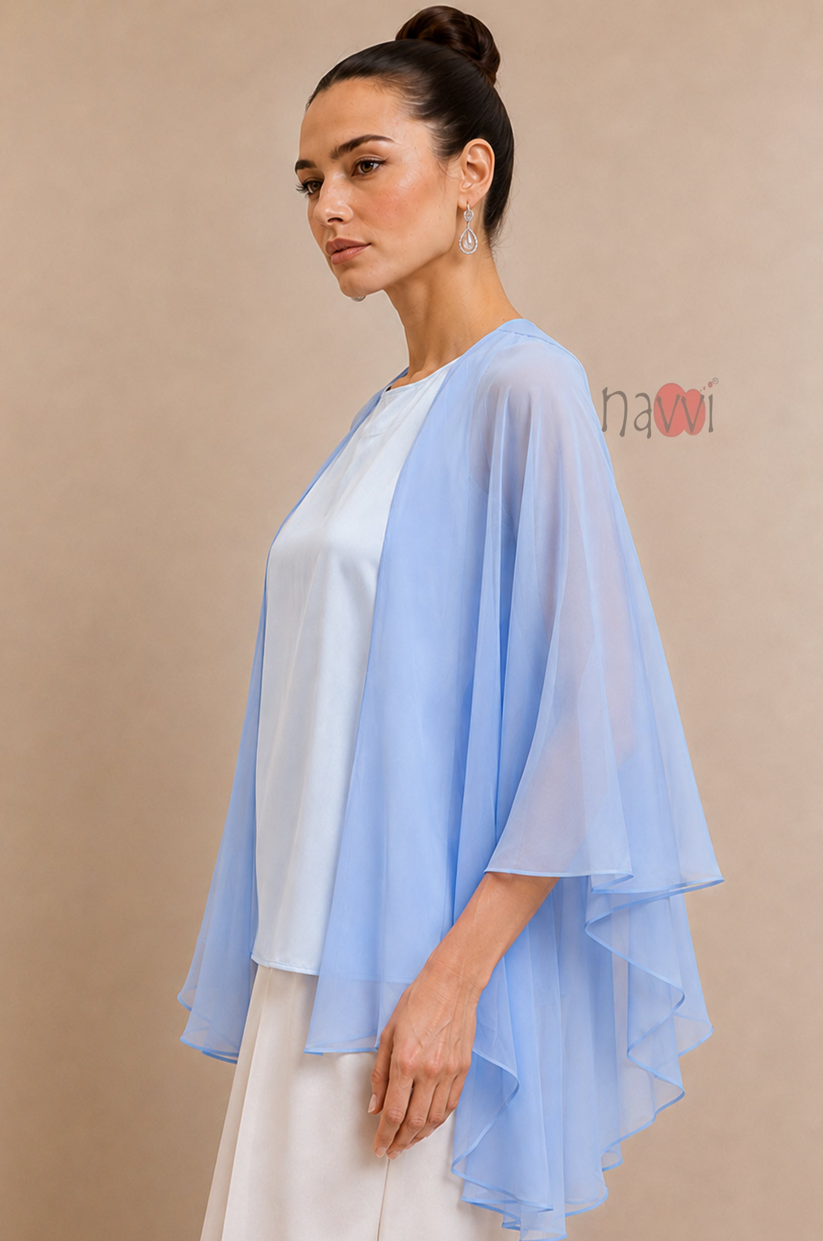 Powder Blue Satin Cape Top