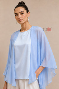 Powder Blue Satin Cape Top