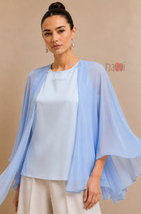 Powder Blue Satin Cape Top