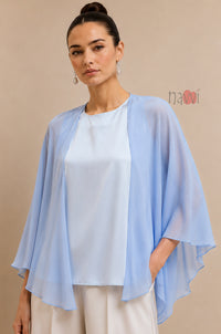 Powder Blue Satin Cape Top