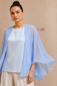 Powder Blue Satin Cape Top