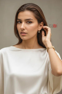 Ivory Satin Ruched Top