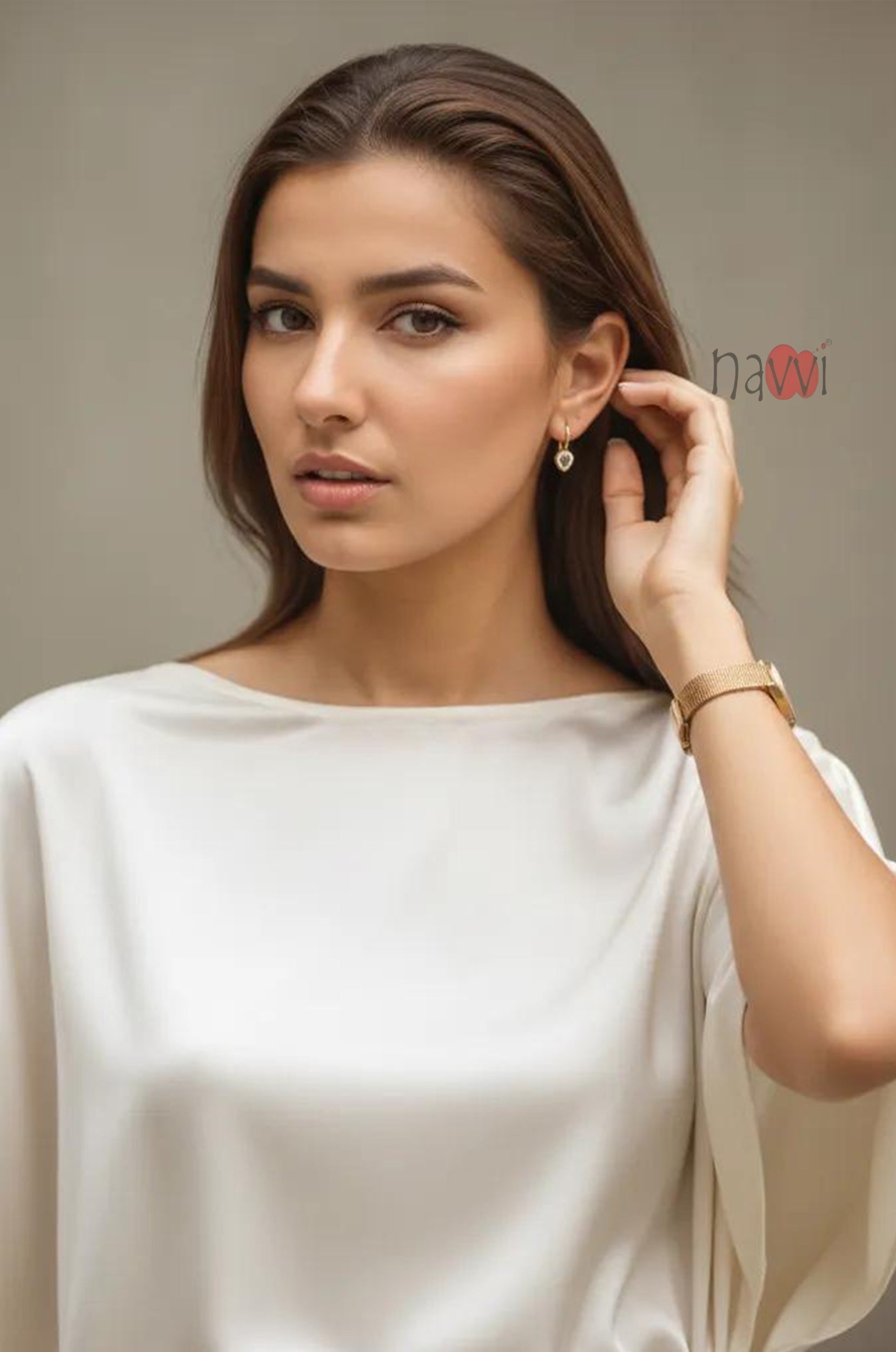 Ivory Satin Ruched Top