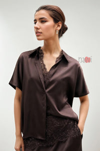 Midnight Mocha Satin Top