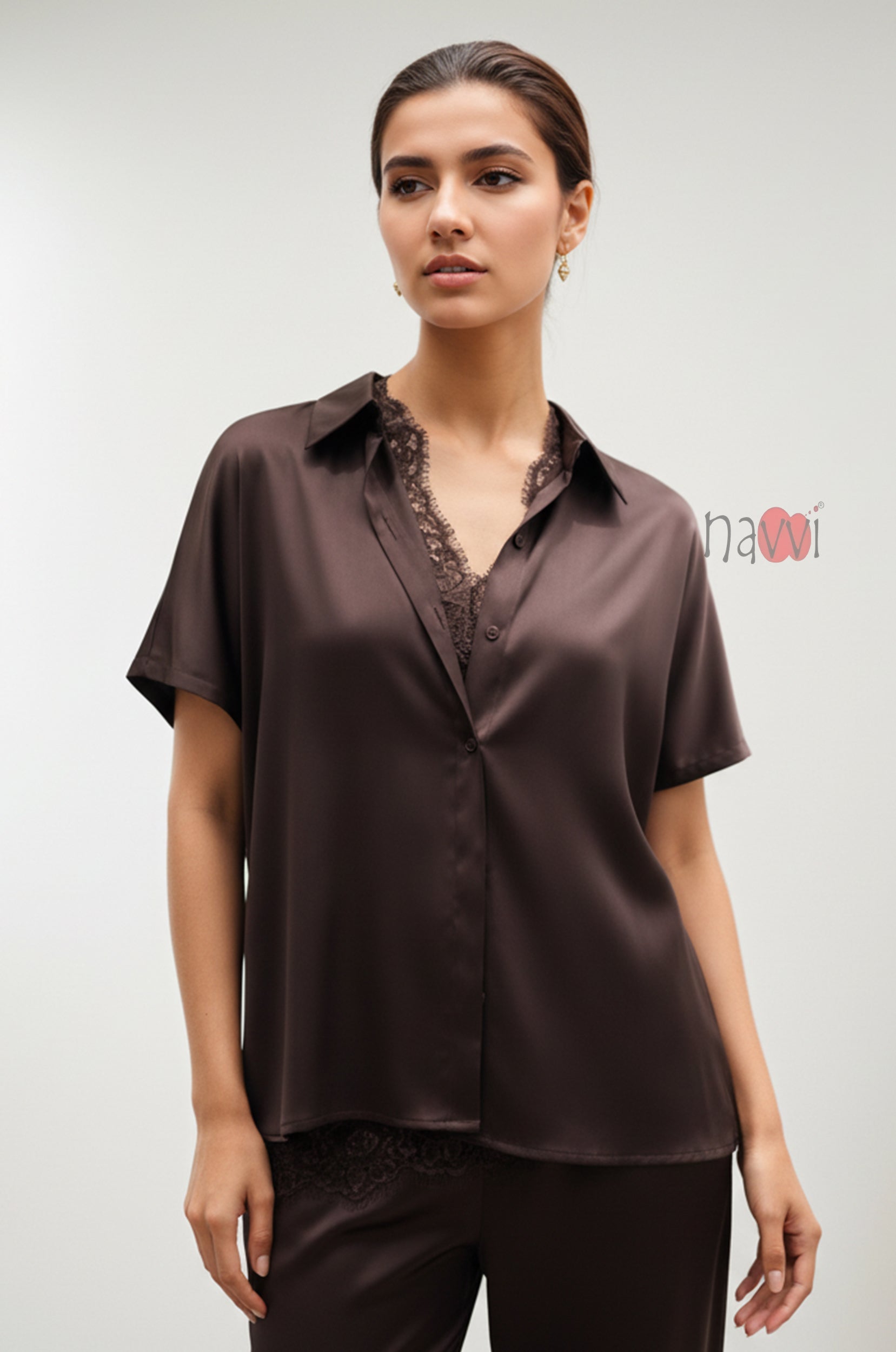 Midnight Mocha Satin Top