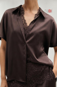 Midnight Mocha Satin Top