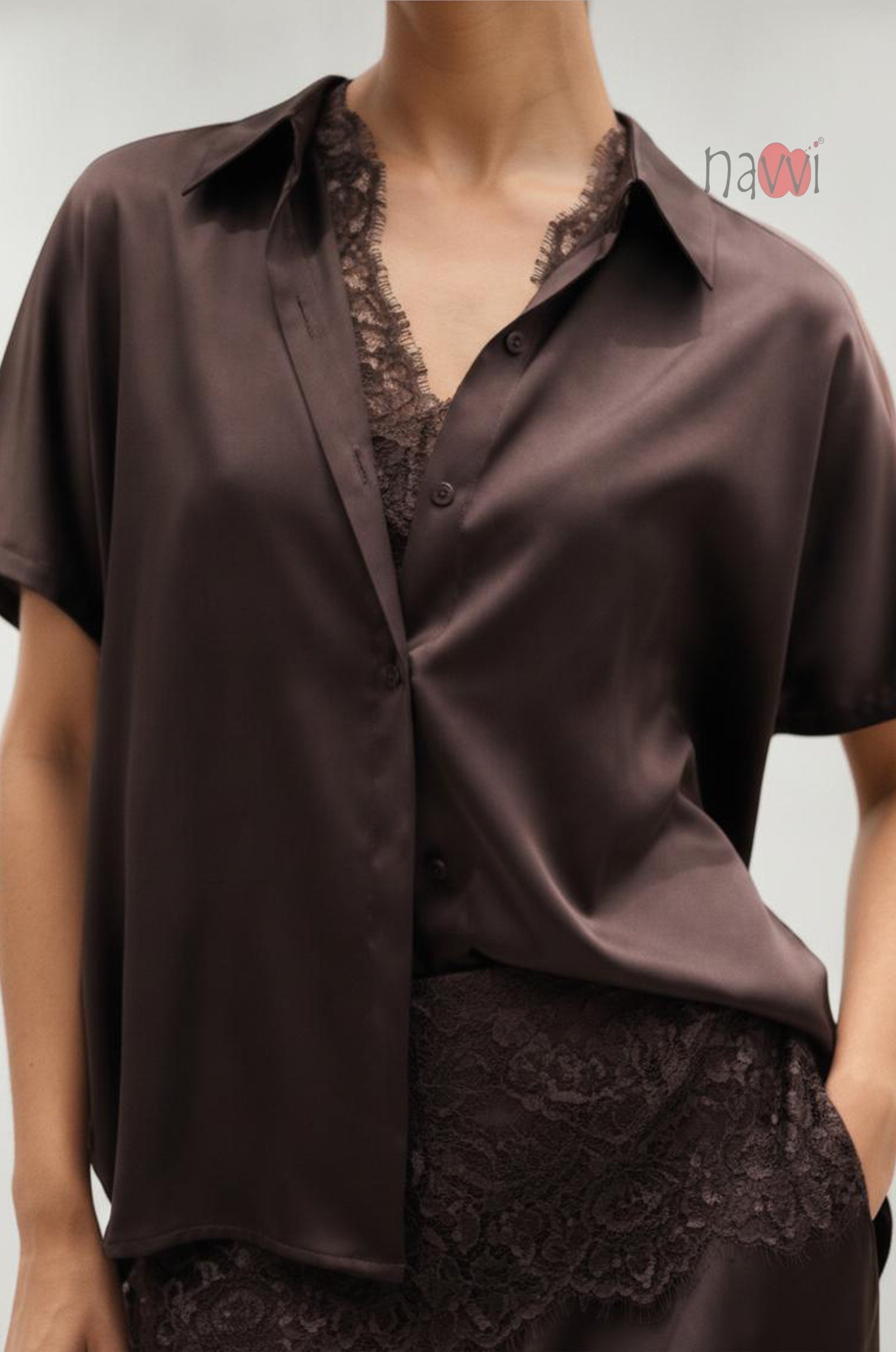 Midnight Mocha Satin Top
