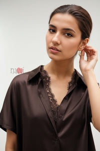Midnight Mocha Satin Top