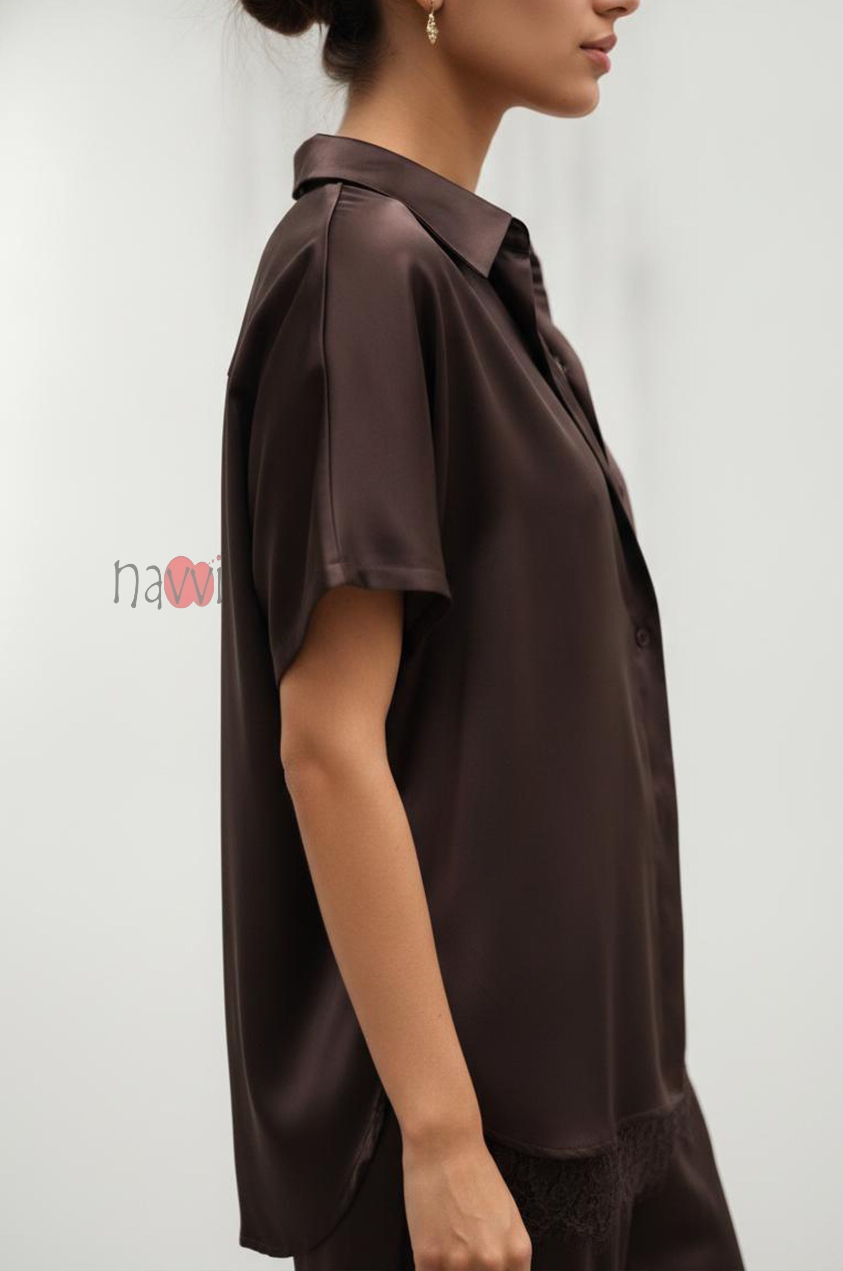 Midnight Mocha Satin Top