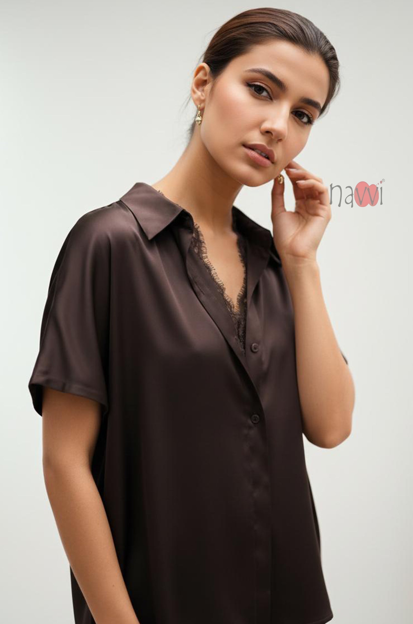 Midnight Mocha Satin Top