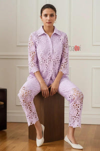 Lilac Whisper Cutwork Set