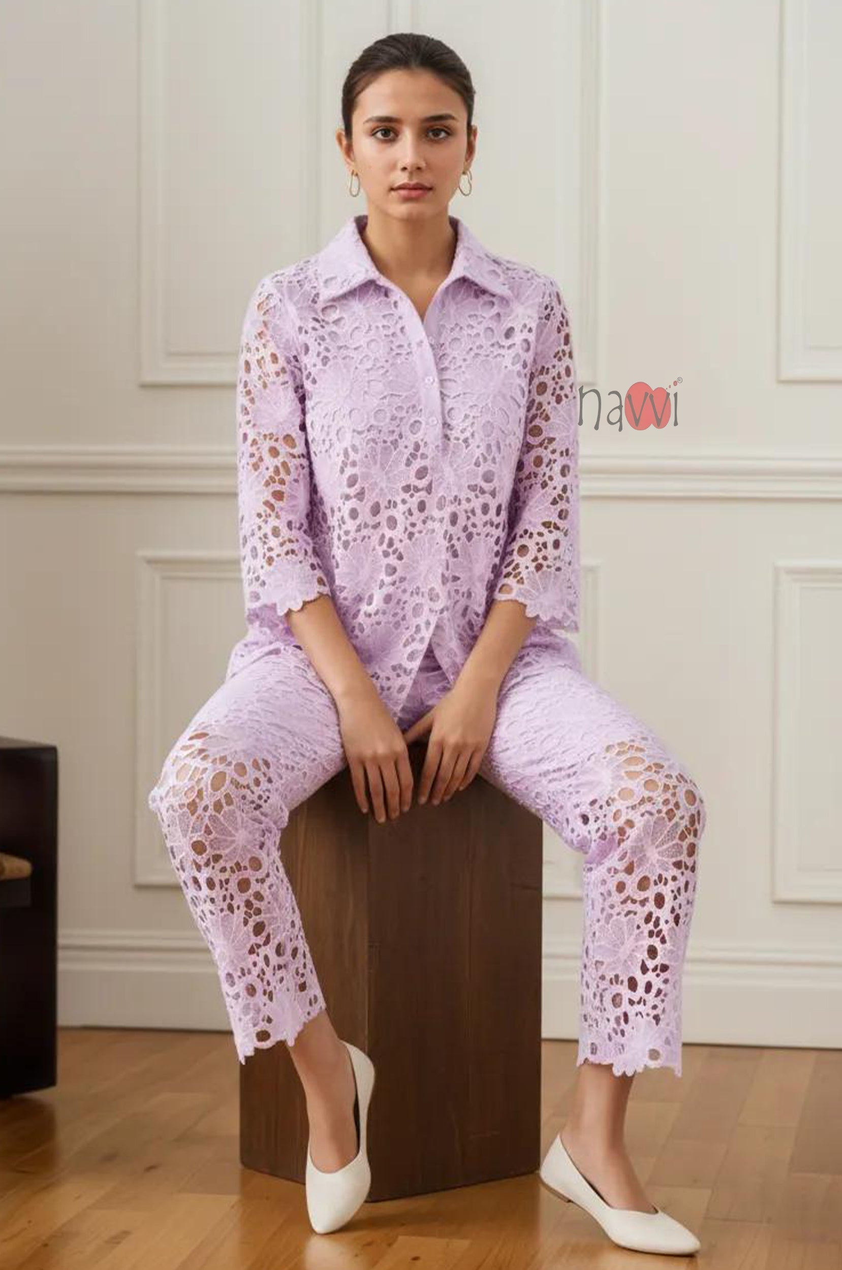 Lilac Whisper Cutwork Set