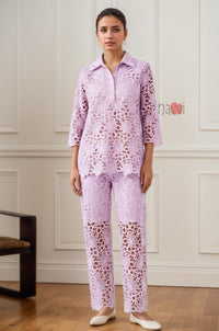 Lilac Whisper Cutwork Set