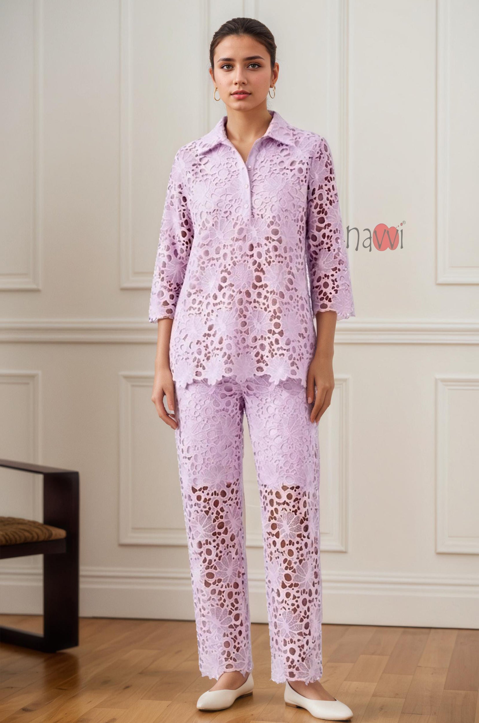Lilac Whisper Cutwork Set