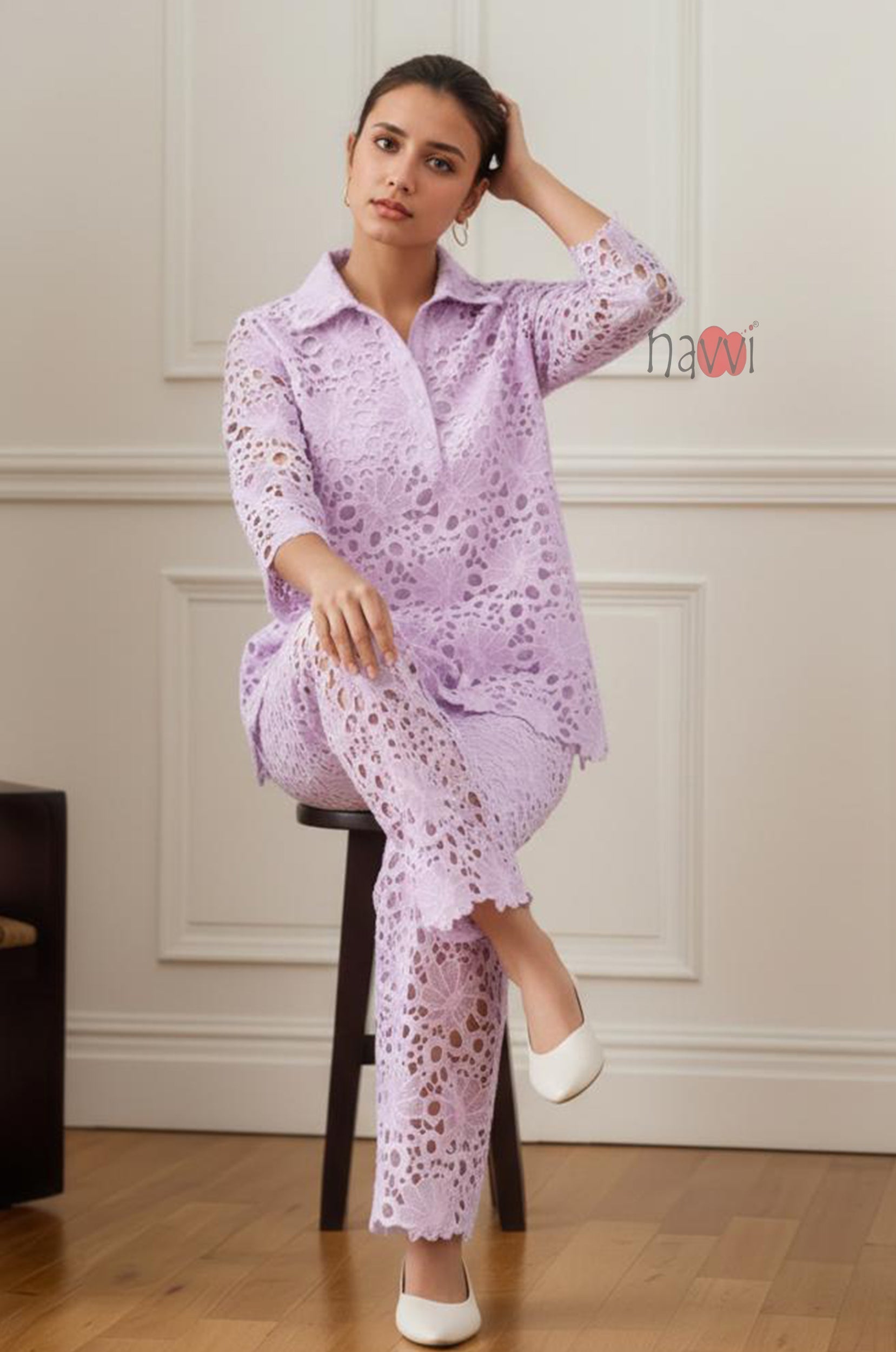 Lilac Whisper Cutwork Set