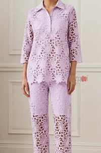 Lilac Whisper Cutwork Set