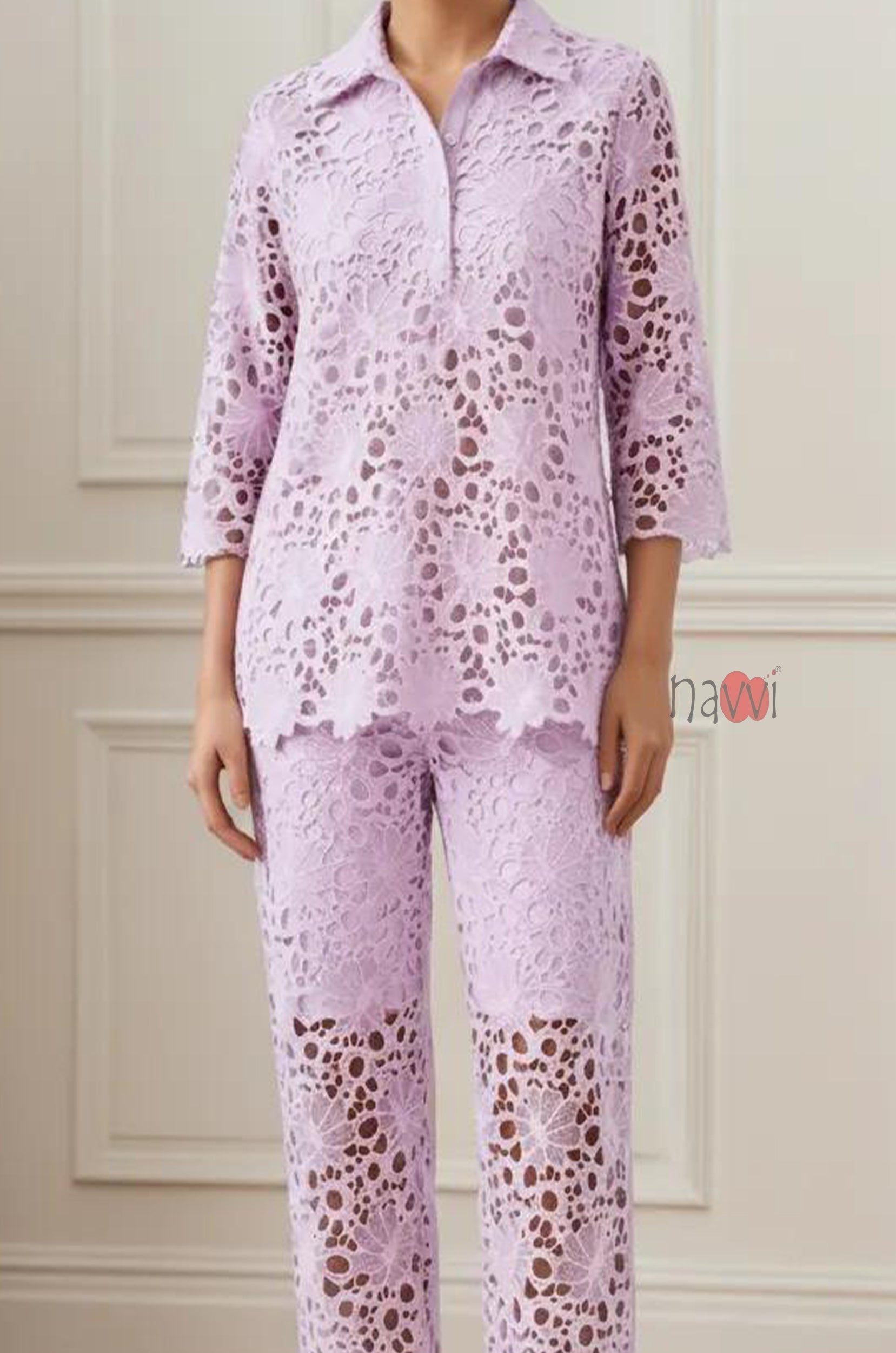 Lilac Whisper Cutwork Set