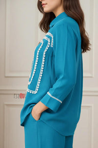 Turquoise Grace Shirt Pant Set