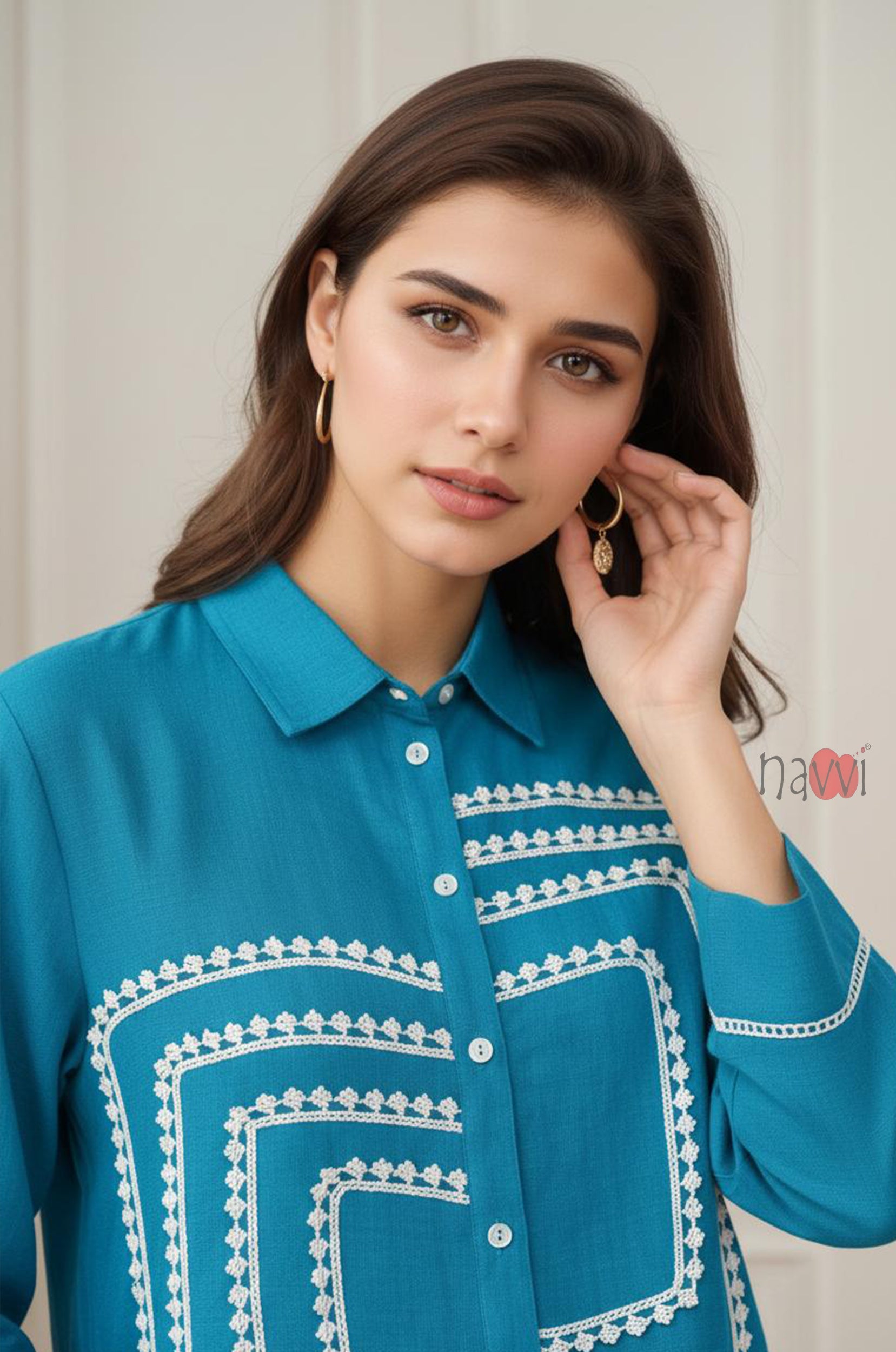 Turquoise Grace Shirt Pant Set