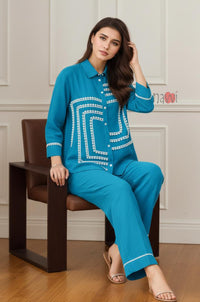 Turquoise Grace Shirt Pant Set