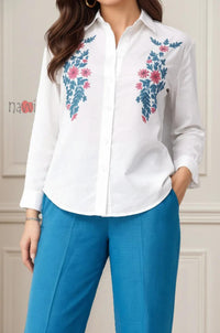 Azure Bloom Embroidered Co-Ord Set