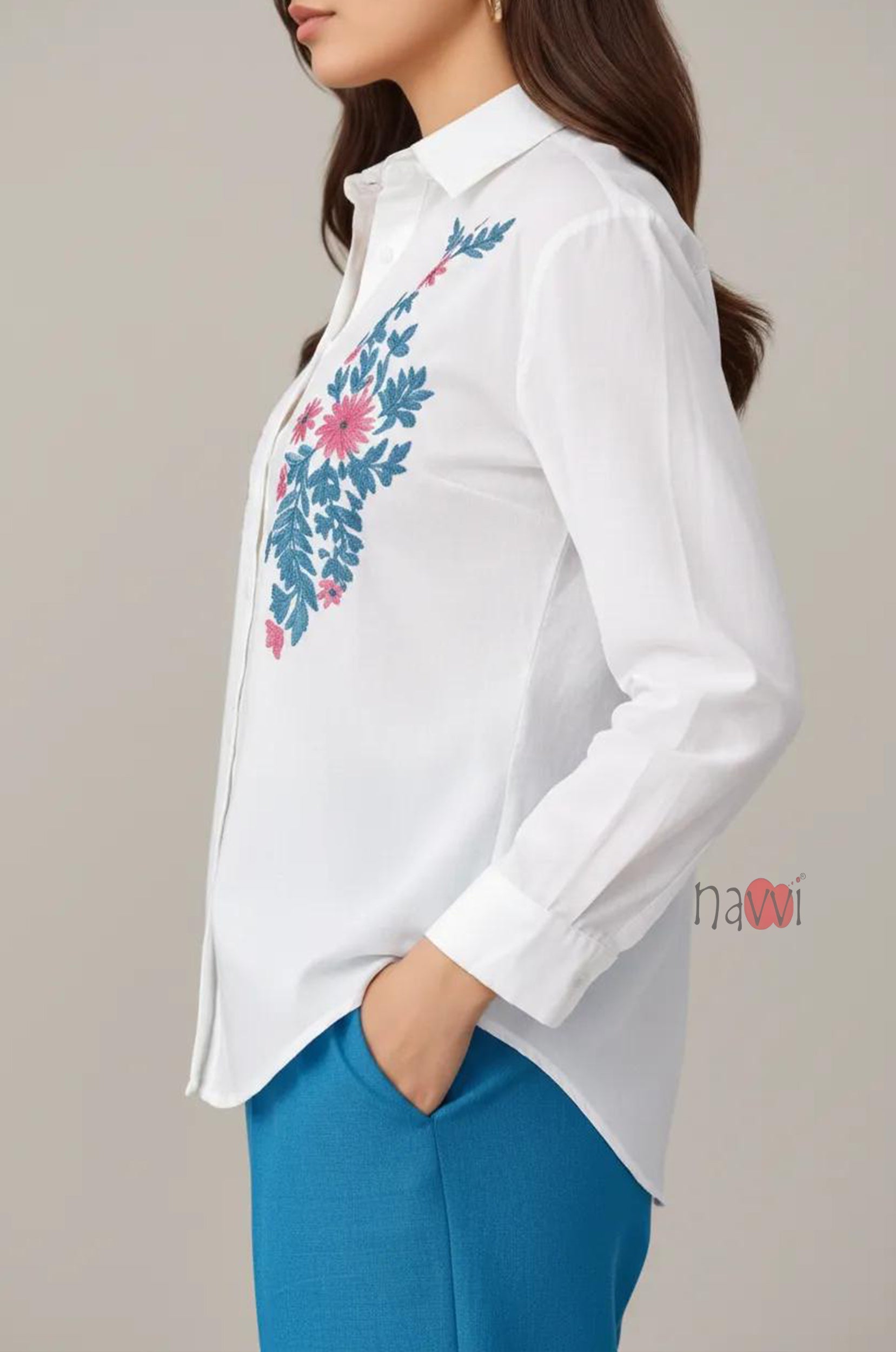 Azure Bloom Embroidered Co-Ord Set