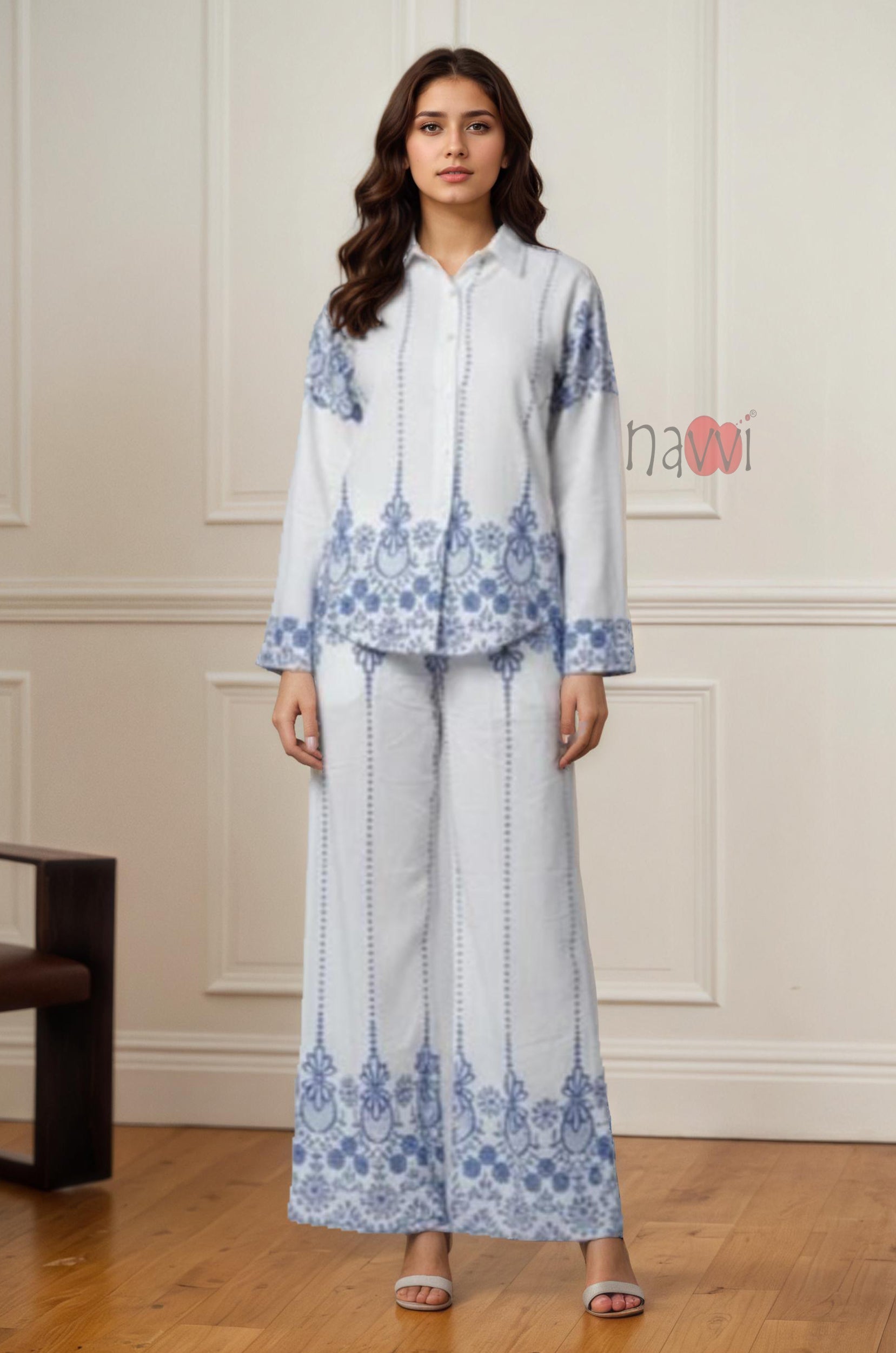 Ivory Floral Printed Shirt