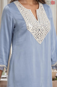 Azure Lace Elegance Kurta Set
