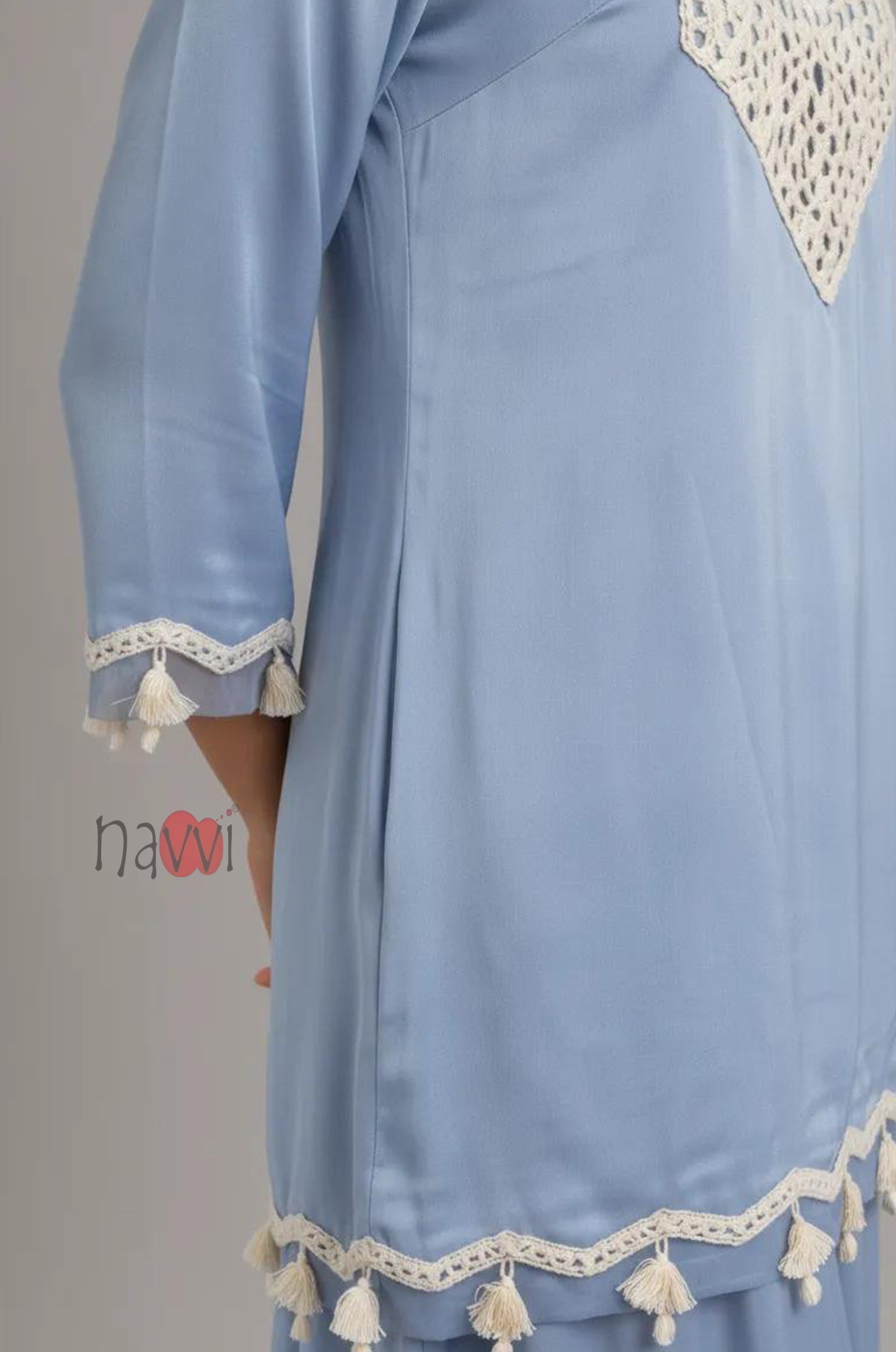 Azure Lace Elegance Kurta Set