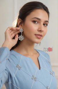 Powder Blue Diamond Embroidered Kurta Set