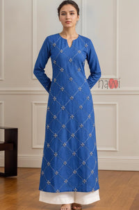 Royal Blue Diamond Embroidered Kurta Set
