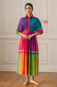 Rainbow Muse Colorblock Shirt Dress