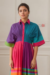 Rainbow Muse Colorblock Shirt Dress