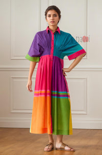Rainbow Muse Colorblock Shirt Dress