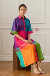 Rainbow Muse Colorblock Shirt Dress