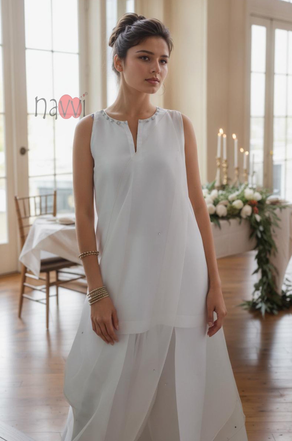 Sleeveless Straight Kurta Set