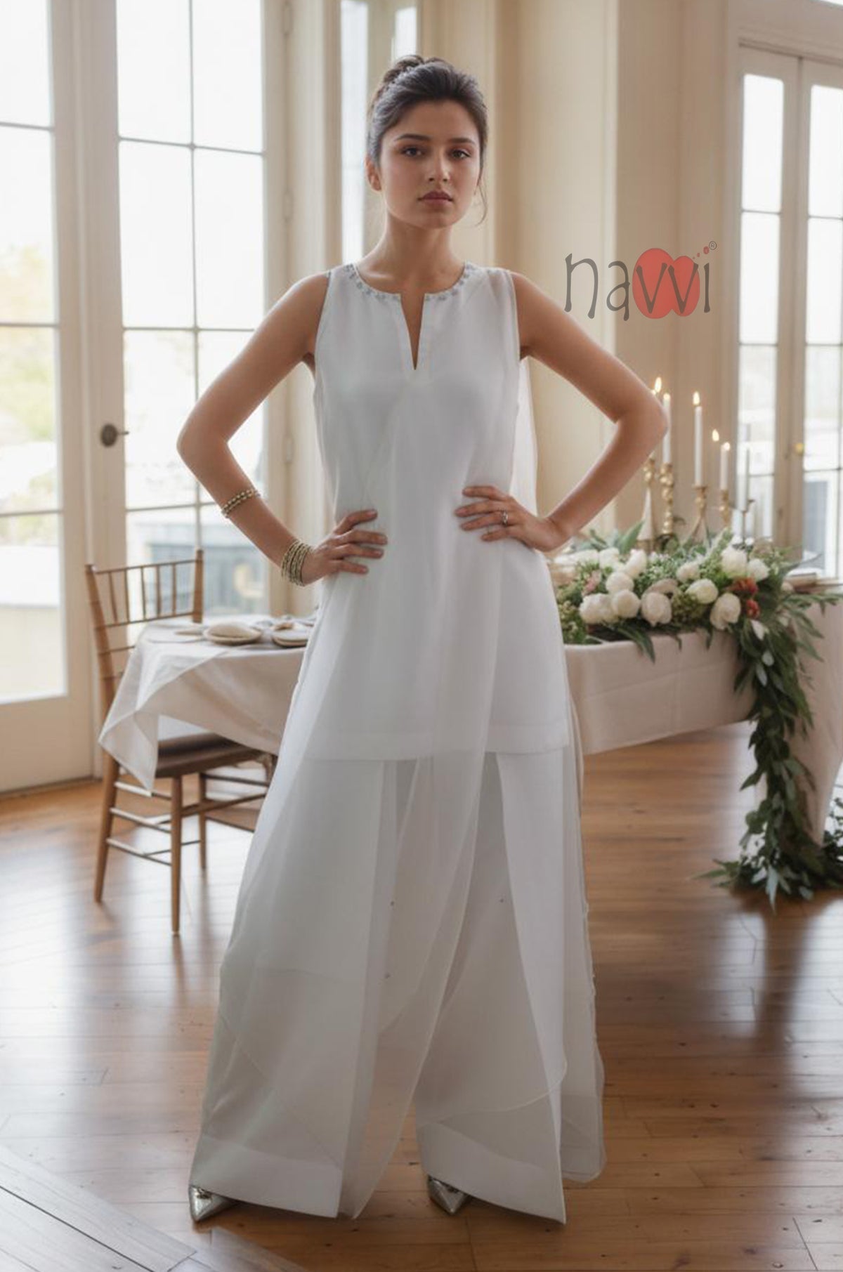 Sleeveless Straight Kurta Set