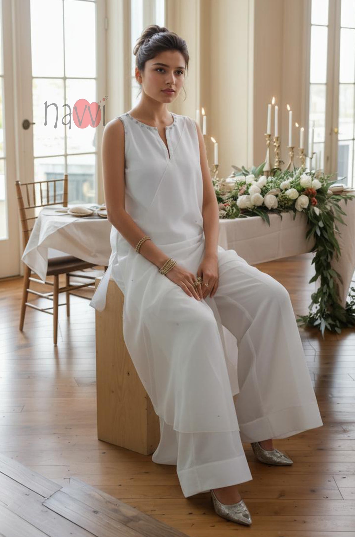 Sleeveless Straight Kurta Set
